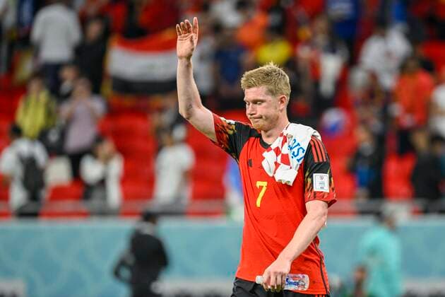 DOHA, QATAR - DECEMBER 01 : De Bruyne Kevin midfielder of Belgium deceived during the FIFA World Cup, WM, Weltmeisterschaft, Fussball Qatar 2022 Group F match between Croatia and Belgium at the Ahmad Bin Ali Stadium on December 1, 2022 in Doha, Qatar, 01 12 2022 ( Croatia - Belgium - FIFA World Cup Qatar 2022 PhotoNews Panoramic 
