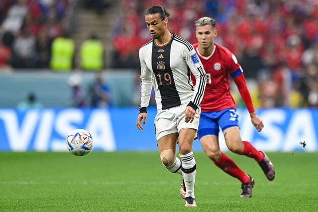 AL KHOR, QATAR - DECEMBER 1: Leroy Sane of Germany runs with the ball during the Group E - FIFA World Cup, WM, Weltmeisterschaft, Fussball Qatar 2022 match between Costa Rica and Germany at the Al Bayt Stadium on December 1, 2022 in Al Khor, Qatar  Copyright: xEibner-PressefotoxInternational PabloxMoranox EP_BSR 221201_EP_GER_BSR0042