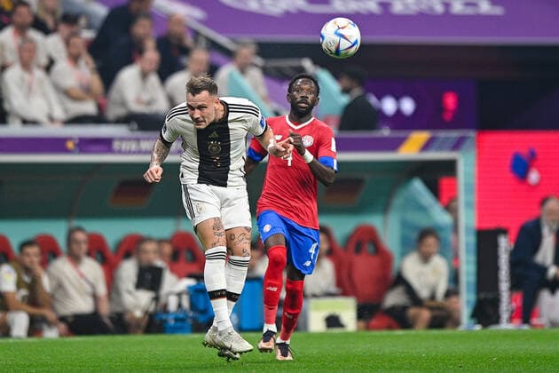 AL KHOR, QATAR - DECEMBER 1: David Raum of Germany and Keysher Fuller of Costa Rica during the Group E - FIFA World Cup, WM, Weltmeisterschaft, Fussball Qatar 2022 match between Costa Rica and Germany at the Al Bayt Stadium on December 1, 2022 in Al Khor, Qatar  Copyright: xEibner-PressefotoxInternational PabloxMoranox EP_BSR 221201_EP_GER_BSR0044