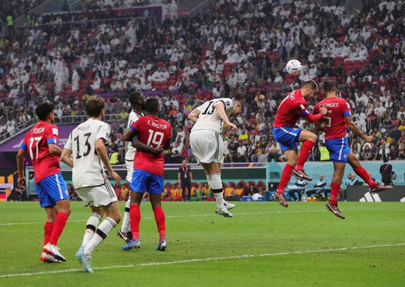 Costa Rica v Germany 2022 FIFA World Cup, WM, Weltmeisterschaft, Fussball Niklas Sule of Germany headers the ball towards goal during the 2022 FIFA World Cup Group E match at Al Bayt Stadium, Al Bayt Content Not Available For UK Newspapers Copyright: xPaulxChestertonx FIL-17657-0077 UK Newspapers OUT