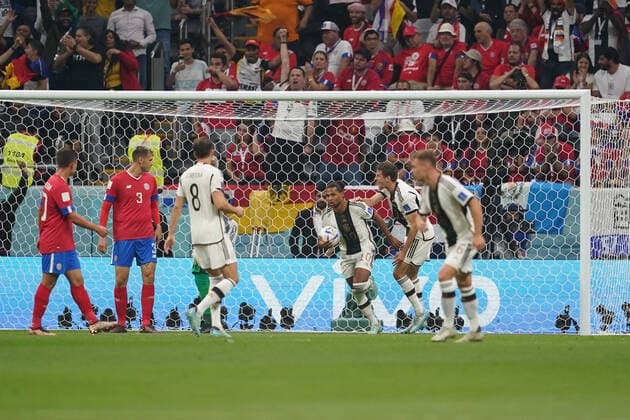 December 1, 2022, Doha, Al Khor, Qatar, Qatar: AL KHOR, QATAR - DECEMBER 1: Player of Germany Serge Gnabry celebrates after scoring a goal during the FIFA World Cup, WM, Weltmeisterschaft, Fussball Qatar 2022 group E match between Costa Rica and Germany at Al Bayt Stadium on December 1, 2022 in Doha, Qatar. Doha Qatar - ZUMAp175 20221201_zsa_p175_074 Copyright: xFlorenciaxTanxJunx