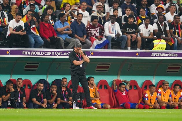 December 1, 2022, Doha, Al Khor, Qatar, Qatar: AL KHOR, QATAR - DECEMBER 1: Head Coach of Costa Rica L.F. SuoÂ¡rez reacts during the FIFA World Cup, WM, Weltmeisterschaft, Fussball Qatar 2022 group E match between Costa Rica and Germany at Al Bayt Stadium on December 1, 2022 in Doha, Qatar. Doha Qatar - ZUMAp175 20221201_zsa_p175_075 Copyright: xFlorenciaxTanxJunx