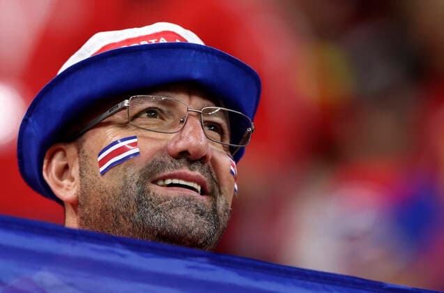 (221201) -- AL KHOR, Dec. 1, 2022 -- A fan reacts before the Group E match between Costa Rica and Germany at the 2022 FIFA World Cup, WM, Weltmeisterschaft, Fussball at Al Bayt Stadium in Al Khor, Qatar, Dec. 1, 2022. ) (SP)QATAR-AL KHOR-2022 WORLD CUP-GROUP E-CRC VS GER HanxYan 