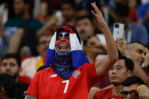 Costa Rican fans attend during a FIFA World Cup, WM, Weltmeisterschaft, Fussball soccer match of the group phase between Costa Rica and Germany at Al Bayt stadium in Al Khor, Qatar,01 December 2022. Soccer World Cup: Japan vs. Spain !ACHTUNG: NUR REDAKTIONELLE NUTZUNG!  Copyright: xJuanxIgnacioxRoncoronix GR4086 20221201-1a6c4b0703b40f7311f95232e961e104346d1a03
