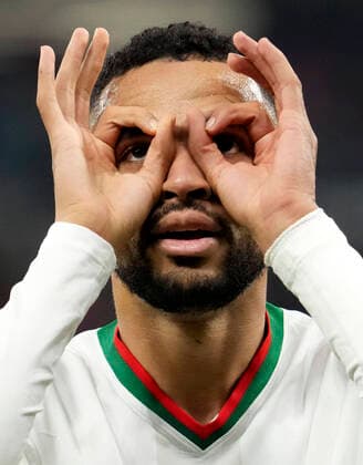 Sport Themen der Woche KW48 Sport Bilder des Tages (221201) -- DOHA, Dec. 1, 2022 -- Youssef En-Nesyri of Morocco celebrates after scoring team s second goal during the Group F match between Canada and Morocco at the 2022 FIFA World Cup, WM, Weltmeisterschaft, Fussball at Al Thumama Stadium in Doha, Qatar, Dec. 1, 2022. ) (SP)QATAR-DOHA-2022 WORLD CUP-GROUP F-CAN VS MAR LixGang 