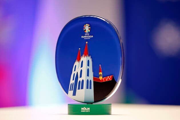 A display for the host city Cologne at UEFA Euro 2024 Germany at the presentation of the plans for the European Football Championship 2024 UEFA EURO 2024 in Germany A total of five matches of the European Football Championship are to be played in Cologne at the RheinEnergie Stadium, including four preliminary round matches and one round of 16 Cologne, 01 12 2022 NRW Germany Copyright: xChristophxHardtx
