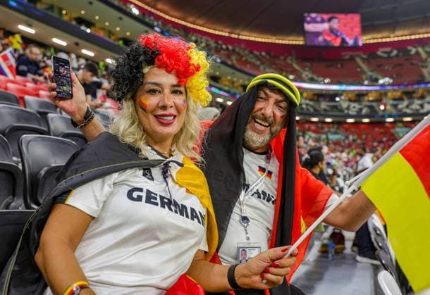 Costa Rica v Germany 2022 FIFA World Cup, WM, Weltmeisterschaft, Fussball 01 12 2022. Match 44 Germany fans during the 2022 Fifa World Cup match between Costa Rica and Germany at Al Bayt Stadium, Al Khor, Qatar on 1 December 2022. Editorial use only , Copyright: xNigelxKeenex PSI-16417-0047