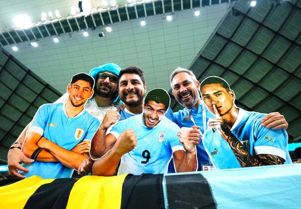 Mandatory Credit: Photo by Javier Garcia Shutterstock (13640424f) Uruguay fans with cut outs of their favourite players including Captain Luis Suarez who starts today Ghana v Uruguay, FIFA World Cup, WM, Weltmeisterschaft, Fussball 2022, Group H, Football, Al Janoub Stadium, Al Wakrah, Qatar - 02 Dec 2022 Editorial Use Only Ghana v Uruguay, FIFA World Cup 2022, Group H, Football, Al Janoub Stadium, Al Wakrah, Qatar - 02 Dec 2022 Editorial Use Only  Copyright: xJavierxGarcia Shutterstockx 13640424f