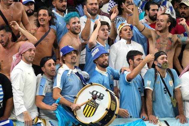 Mandatory Credit: Photo by Dave Shopland Shutterstock (13640436do) Uruguay fans Ghana v Uruguay, FIFA World Cup, WM, Weltmeisterschaft, Fussball 2022, Group H, Football, Al Janoub Stadium, Al Wakrah, Qatar - 02 Dec 2022 Editorial Use Only Ghana v Uruguay, FIFA World Cup 2022, Group H, Football, Al Janoub Stadium, Al Wakrah, Qatar - 02 Dec 2022 Editorial Use Only  Copyright: xDavexShopland Shutterstockx 13640436do