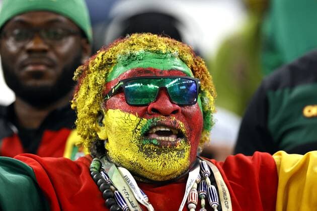 LUSAIL CITY - Supporters of Cameroon during the FIFA World Cup, WM, Weltmeisterschaft, Fussball Qatar 2022 group G match between Cameroon and Brazil at Lusail Stadium on December 2, 2022 in Lusail City, Qatar. AP Dutch Height MAURICE OF STONE FIFA World Cup Qatar 2022 2022 xVIxANPxSportx xMauricexvanxSteenxWKxIVx *** LUSAIL CITY Supporters of Cameroon during the FIFA World Cup Qatar 2022 group G match between Cameroon and Brazil at Lusail Stadium on December 2, 2022 in Lusail City, Qatar AP Dutch Height MAURICE OF STONE FIFA World Cup Qatar 2022 2022 xVIxANPxSportx xMauricexvanxSteenxWKxIVx 458760872 originalFilename: 458760872.jpg