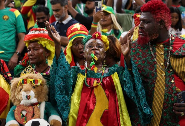 Football - 2022 FIFA World Cup, WM, Weltmeisterschaft, Fussball Qatar - Group G - Round Three - Cameroon vs Brazil - Al Janoub Stadium, Al Wakrah - Friday 2nd December 2022 Fans are seen 