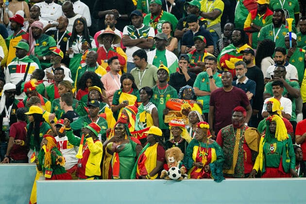 221202 Fans of Cameroon during the FIFA World Cup, WM, Weltmeisterschaft, Fussball 2022 football match between Cameroon and Brazil on December 2, 2022 in Doha. Photo: Joel Marklund BILDBYRAN kod JM JM0400 bbeng fotboll football soccer fotball vm fotbolls-vm fotball-vm fotbolls-vm 2022 fifa world cup 2022 kamerun cameroon brasilien brazil publik *** 221202 Fans of Cameroon during the FIFA World Cup 2022 football match between Cameroon and Brazil on December 2, 2022 in Doha Photo Joel Marklund BILDBYRAN code JM JM0400 bbeng football football soccer fotball world cup football world cup football world cup 2022 fifa world cup 2022 cameroon cameroon brazil Brazil audience,  Copyright: JOELxMARKLUND BB221202JM167