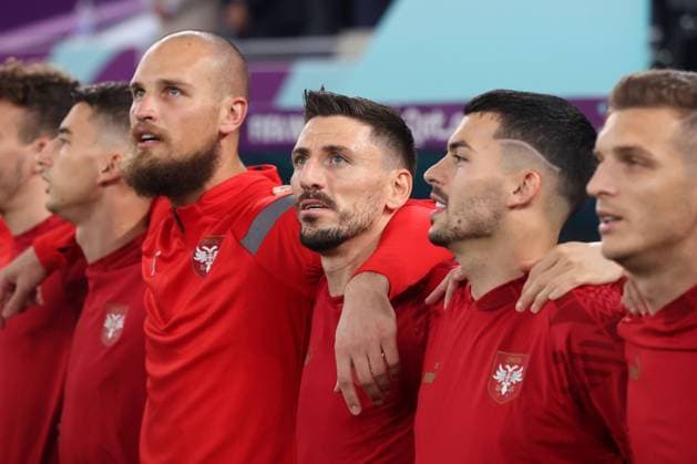 DOHA 02.12.2022 MISTRZOSTWA SWIATA W PILCE NOZNEJ 2022 GRUPA G MECZ: SERBIA - SZWAJCARIA --- 2022 FIFA World Cup, WM, Weltmeisterschaft, Fussball GROUP G MATCH: SERBIA - SWITZERLAND PREDRAG RAJKOVIC FILIP MLADENOVIC NEMANJA RADONJIC FOT. PIOTR KUCZA FOTOPYK NEWSPIX.PL --- Newspix.pl POLAND OUT!  221202PYK1006