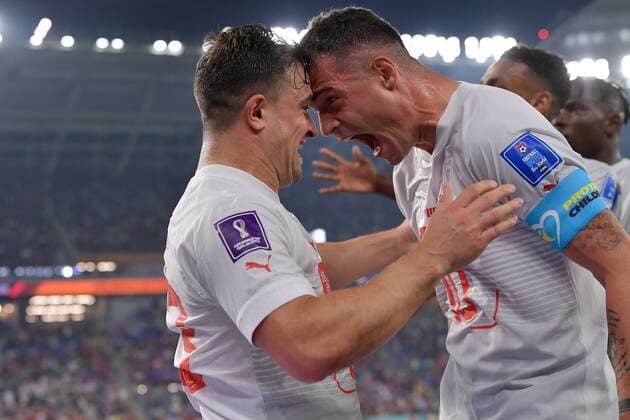 Sport Bilder des Tages RECORD DATE NOT STATED FIFA World Cup, WM, Weltmeisterschaft, Fussball Qatar 2022 Serbia vs Switzerland Xherdan Shaqiri celebrates his goal 0-1 of Switzerland during the game Serbia vs Switzerland, Corresponding to Group G of the FIFA World Cup Qatar 2022, at 974 Stadium, Ras Abu Aboud, Doha, on December 02, 2022. <br><br> Xherdan Shaqiri celebra su gol 0-1 de Suiza durante el partido Serbia vs Suiza, correspondiente al Grupo G de la Copa Mundial de la FIFA Qatar 2022, en el Estadio 974, Ras Abu Aboud, Doha, el 02 de Diciembre de 2022. RASA ABU ABOUD DOHA QATAR  Copyright: xAdrianxMaciasx 20221202_1710