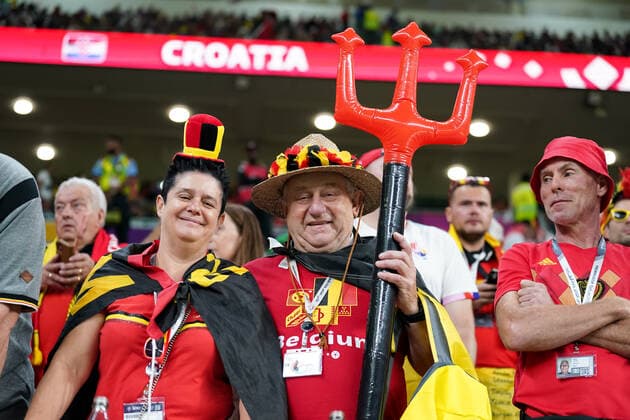 DOHA, QATAR - DECEMBER 1: Supporter of Belgium during the FIFA World Cup, WM, Weltmeisterschaft, Fussball Qatar 2022 group F match between Croatia and Belgium at Ahmad Bin Ali Stadium on December 1, 2022 in Doha, Qatar. (Photo by Florencia Tan Jun PxImages Icon Sportwire) SOCCER: DEC 01 FIFA World Cup - Belgium v Croatia Icon221201887