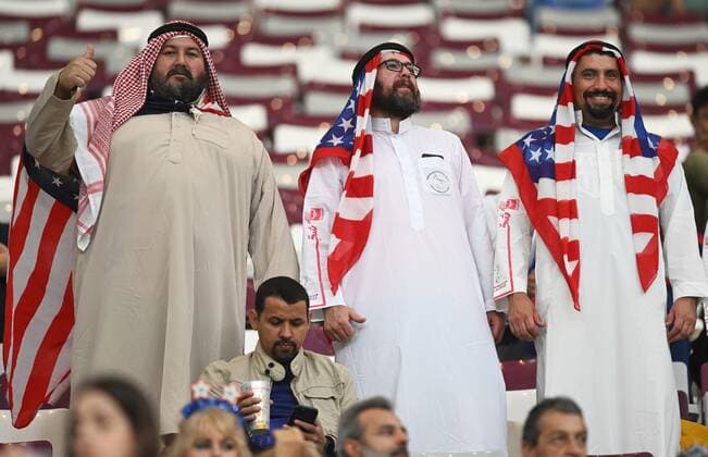 Qatar Soccer World Cup Netherlands - USA 8332385 03.12.2022 Fans wait for the start of the Qatar 2022 World Cup Round of 16 soccer match between Netherlands and USA at Khalifa International Stadium, in Doha, Qatar. Grigory Sysoev Sputnik Doha Qatar  Copyright: xGrigoryxSysoevx