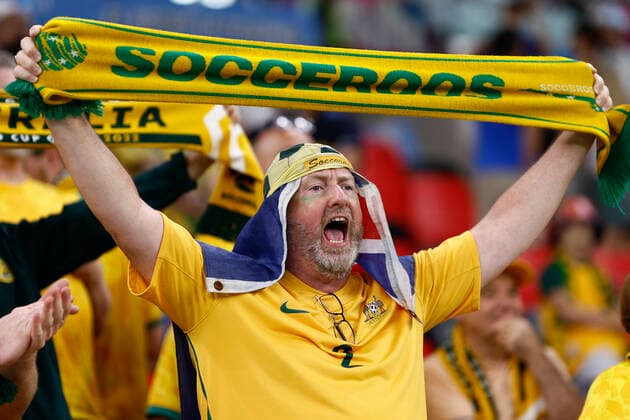 A fan from Australia attends a FIFA World Cup, WM, Weltmeisterschaft, Fussball round 16 soccer match between Argentina vs. Australia at Ahmad bin Ali Stadium in Rayyan, Catar, 03 December 2022. Soccer World Cup 2022: Argentina vs. Australia !ACHTUNG: NUR REDAKTIONELLE NUTZUNG!  Copyright: xRodrigoxJiménezx GR6199 20221203-a383981ffaa132128e395c31a59f822faa7e4adb