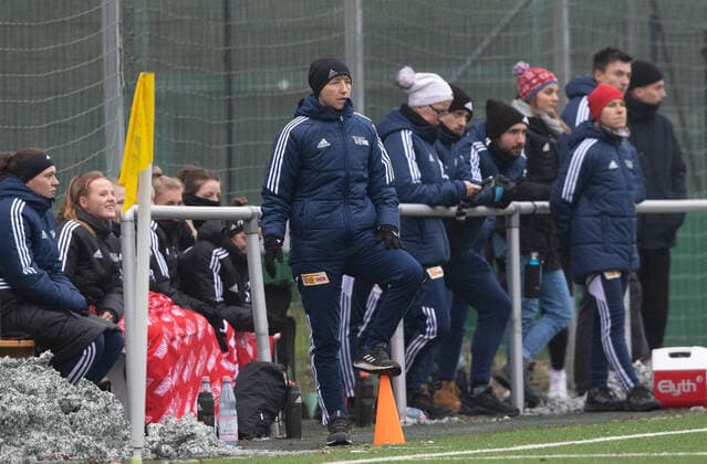 Football, Women, Season 2022 2023, Regionalliga Nordost 12 Matchday , SV Blau Weiss Hohen Neuendorf 1 FC Union Berlin, Coach Ailien Poese 1 FC Union Berlin , 04 12 2022, Copyright: xSebastianxRäppold MatthiasxKochx