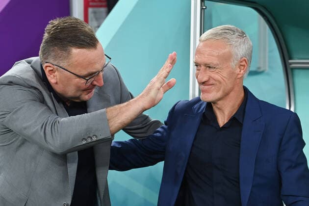 f l Coach MICHNIEWICZ Czeslaw POL , Coach Didier DESCHAMPS FRA Round of Sixteen,Match 52, France FRA Poland POL 3 1 on 04 12 2022, Al Thumama Stadium Football World Cup 20122 in Qatar from 20 11 18 12 2022
