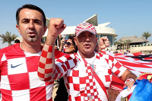 200-meter-long Croatian flag Croatian fans unfurled a 200-meter-long flag in front of the Hilton Hotel in Doha, Qatar on December 5, 2022. GoranxStanzl PIXSELL