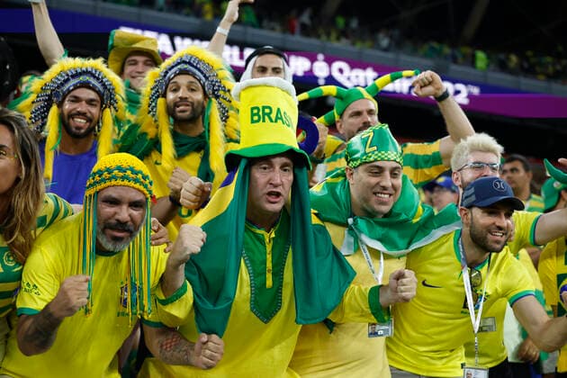 Brazil fans attend today a match of the round of 16 of the Qatar 2022 Soccer World Cup between Brazil and South Korea at the 974 stadium in Doha, Qatar 05 December 2022. Soccer World Cup 2022: Brazil - South Korea !ACHTUNG: NUR REDAKTIONELLE NUTZUNG!  Copyright: xEstebanxBibax GR1251 20221205-7383c85fb6213c7c1772705c1eaae40210feba65