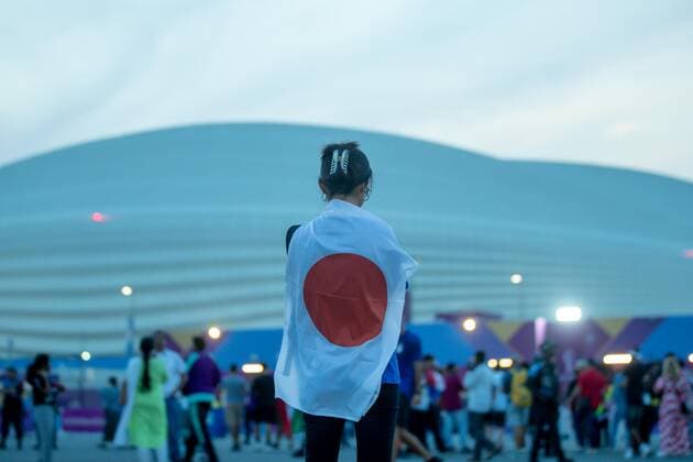 Japan v Croatia: Round of 16 - FIFA World Cup, WM, Weltmeisterschaft, Fussball Qatar 2022 Japan fans show their support outside the stadium prior to the FIFA World Cup Qatar 2022 Round of 16 match between Japan and Croatia at Al Janoub Stadium on December 05, 2022 in Al Wakrah, Qatar. Wakrah Qatar  Copyright: xAhmedxAwaadx originalFilename:awaad-notitle221205_np6Om.jpg