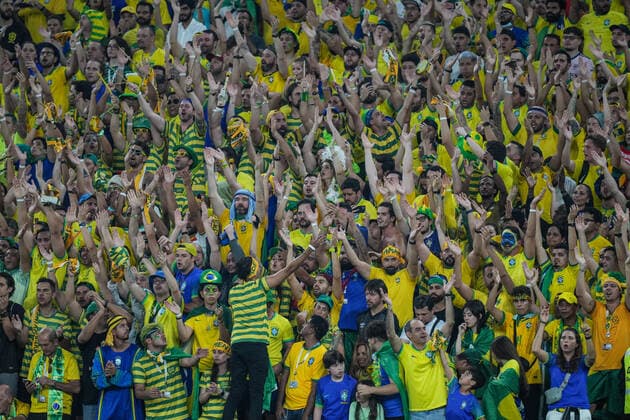 Brazil v South Korea: Round of 16 - FIFA World Cup, WM, Weltmeisterschaft, Fussball Qatar 2022 Fans of team Brazil during the FIFA World Cup Qatar 2022 Round of 16 match between Brazil and Korea Republic at Stadium 974 on 5 December 2022 in Doha, Qatar. Doha Qatar  Copyright: xAymanxArefx originalFilename:aref-notitle221205_npHXc.jpg