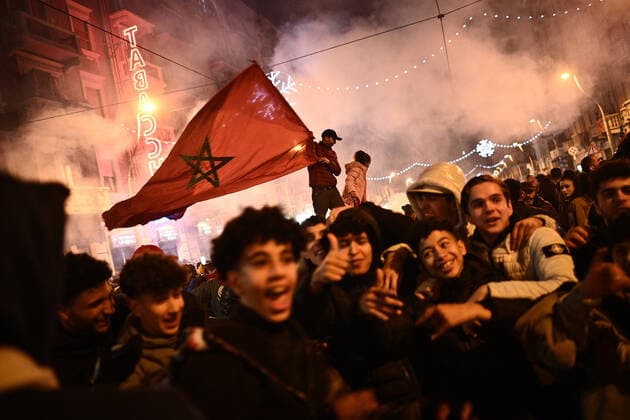 2022 FIFA World Cup, Morocco - Spain, Morocco fans celebrate in Turin