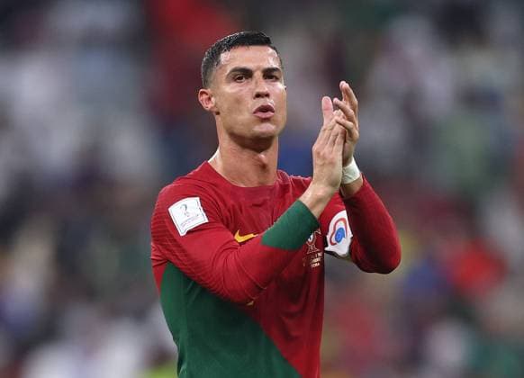 Doha, Qatar, 6th December 2022. Cristiano Ronaldo of Portugal applauds the fans during the FIFA World Cup, WM, Weltmeisterschaft, Fussball 2022 match at Lusail Stadium, Doha. Picture credit should read: David Klein Sportimage EDITORIAL USE ONLY. No use with unauthorised audio, video, data, fixture lists, club league logos or live services. Online in-match use limited to 120 images, no video emulation. No use in betting, games or single club league player publications. SPI-2087-0146