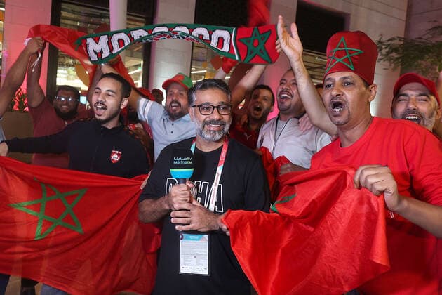 FIFA World Cup 2022, Morocco - Spain, Morocco Fans celebrate in Doha