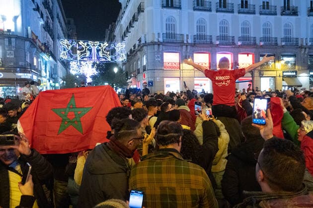 FIFA World Cup 2022, Morocco - Spain, Morocco Fans celebrate in Madrid
