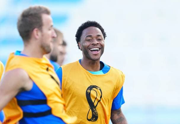 Mandatory Credit: Photo by Javier Garcia Shutterstock (13658575ax) Raheem Sterling of England England Training and press conference, PK, Pressekonferenz FIFA World Cup, WM, Weltmeisterschaft, Fussball 2022, Football, Al Wakrah Sports Complex, Al Wakrah, Qatar - 09 Dec 2022 Editorial Use Only England Training and Press Conference, FIFA World Cup 2022, Football, Al Wakrah Sports Complex, Al Wakrah, Qatar - 09 Dec 2022 Editorial Use Only Copyright: xJavierxGarcia Shutterstockx 13658575ax