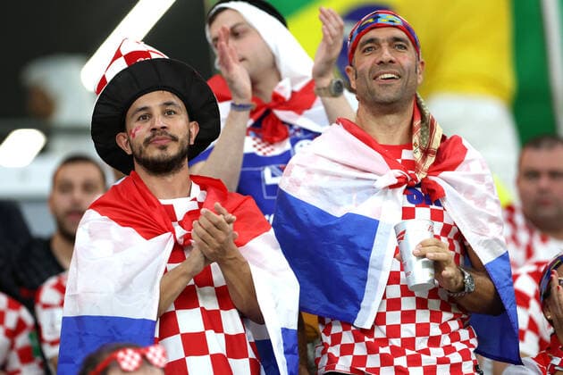 Croatia v Brazil: Quarter Final - FIFA World Cup, WM, Weltmeisterschaft, Fussball Qatar 2022 AL RAYYAN, QATAR - DECEMBER 09: Croatian fans before the start of the the FIFA World Cup Qatar 2022 quarter final match between Croatia and Brazil at Education City Stadium on December 9, 2022 in Al Rayyan, Qatar. IgorxKralj PIXSELL