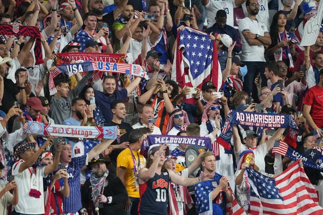 December 3, 2022, Al Rayyan, Qatar: AL RAYYAN, QATAR - DECEMBER 3: USA fans after a FIFA World Cup, WM, Weltmeisterschaft, Fussball Qatar 2022 Round of 16 match between Netherlands and USMNT at Khalifa International Stadium on December 3, 2022 in Al Rayyan, Qatar. Al Rayyan Qatar - ZUMAt139 20221203_zaa_t139_580 Copyright: xJohnxTodd IsixPhotosx