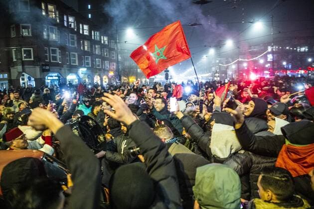 FIFA World Cup 2022, Morocco - Portugal, Moroccan fans celebrate in Amsterdam