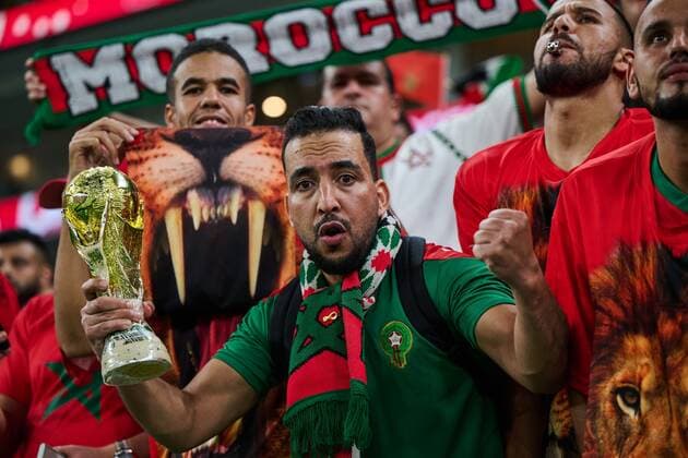 RECORD DATE NOT STATED FIFA World Cup, WM, Weltmeisterschaft, Fussball Qatar 2022 Morocco vs Portugal CF Fans o Aficion during the game Morocco vs Portugal, corresponding to the Quarterfinal of the FIFA World Cup Qatar 2022, at Al Thumama Stadium, Doha, on December 10, 2022. <br><br> Fans o Aficion durante el partido Marruecos vs Portugal, correspondiente a los cuartos de final de la Copa Mundial de la FIFA Catar 2022, en el Estadio Al Thumama, Doha, el 10 de Diciembre de 2022 DOHA DOHA QATAR  Copyright: xJorgexMartinezx 20221210_7537