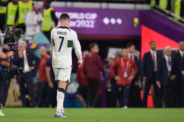 RECORD DATE NOT STATED FIFA World Cup, WM, Weltmeisterschaft, Fussball Qatar 2022 Morocco vs Portugal CF Cristiano Ronaldo of Portugal during the game Morocco vs Portugal, corresponding to the Quarterfinal of the FIFA World Cup Qatar 2022, at Al Thumama Stadium, Doha, on December 10, 2022. <br><br> Cristiano Ronaldo de Portugal durante el partido Marruecos vs Portugal, correspondiente a los cuartos de final de la Copa Mundial de la FIFA Catar 2022, en el Estadio Al Thumama, Doha, el 10 de Diciembre de 2022 DOHA DOHA QATAR  Copyright: xAdrianxMaciasx 20221210_7755