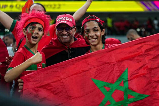 Morocco v Portugal: Quarter Final - FIFA World Cup, WM, Weltmeisterschaft, Fussball Qatar 2022 Fans of team Morocco celebrate after defeat Portugal at quarter and qualify to Sami-Final at the FIFA World Cup Qatar 2022 quarter final match between Morocco and Portugal at Al Thumama Stadium on 10 December 2022 in Doha, Qatar. Doha Qatar  Copyright: xAymanxArefx originalFilename:aref-notitle221210_npLEU.jpg