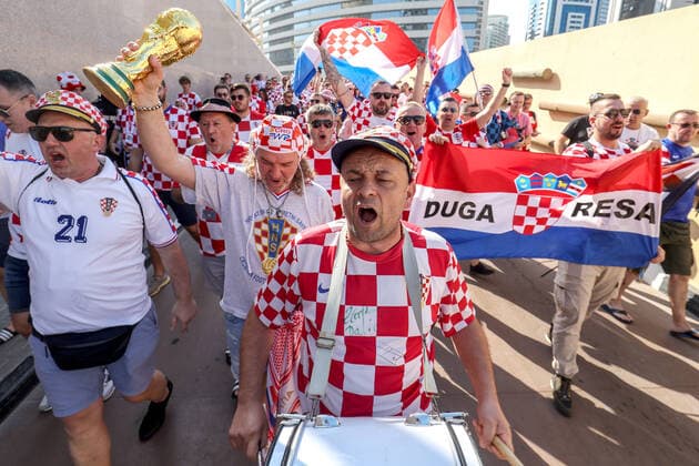 FIFA World Cup 2022, Croatia fans celebrate before the semi-final in Doha