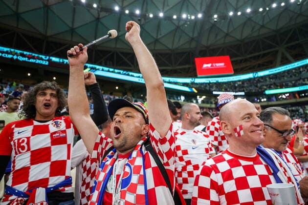 QATAR, LUSAIL - DECEMBER 13, 2022: Croatian fans anticipate their national team, Nationalteam s 2022 FIFA World Cup, WM, Weltmeisterschaft, Fussball semifinal football match against Argentina at Lusail Iconic Stadium. Sergei Bobylev TASS  56401999