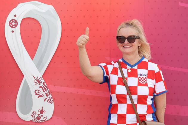 Croatia fans at Katara beach Supporters of Croatia are seen prior FIFA World Cup, WM, Weltmeisterschaft, Fussball Qatar 2022 bronze medal match between Croatia and Morocco at Katara beach in Doha, Qatar on December 17, 2022. IgorxKralj PIXSELL
