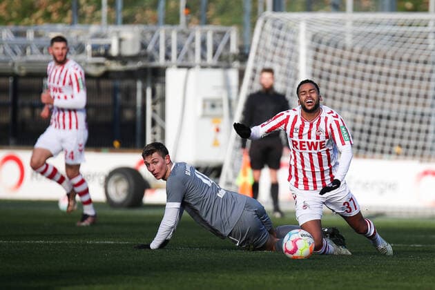 Sport Themen der Woche KW50 Trainingsspiel 1. FC Koeln - SC Germania Reusrath, 17.12.2022, Franz-Kremer-Stadion, Koeln Linton MAINA (1. FC Koeln, 37) gefoult von Tristan SIEFERT (SC Germania Reusrath, 4). Trainingsspiel 1. FC Koeln - SC Germania Reusrath am 17.12.2022, Franz-Kremer-Stadion, Koeln. DFL regulations prohibit any use of photographs as image sequences and or quasi-video *** Training match 1 FC Koeln SC Germania Reusrath, 17 12 2022, Franz Kremer Stadion, Koeln Linton MAINA 1 FC Koeln, 37 fouled by Tristan SIEFERT SC Germania Reusrath, 4 Training match 1 FC Koeln SC Germania Reusrath on 17 12 2022, Franz Kremer Stadion, Koeln DFL regulations prohibit any use of photographs as image sequences and or quasi video Copyright: xBEAUTIFULxSPORTS Meuselx