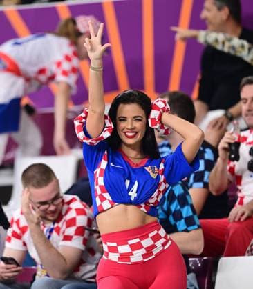 FOOTBALL World Cup 2022 Match for 3rd place Croatia Morocco 17 12 2022 Ex Miss Croatia Ivana Knoell Croatia post on the tribune of the Khalifa International Stadium