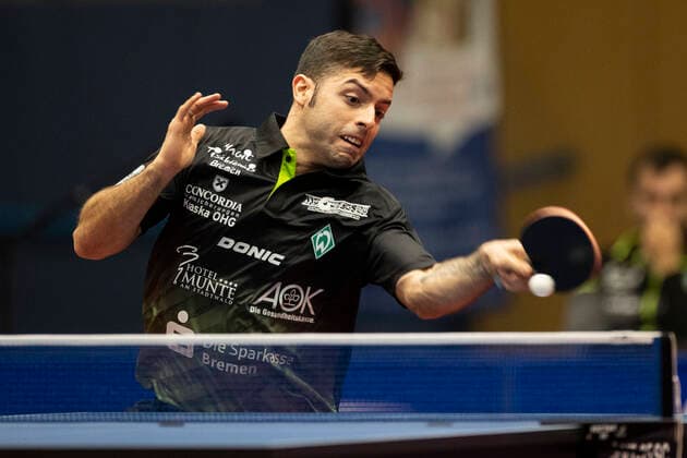 Table tennis 1 Bundesliga, season 2022 2023, 10 match day, TTC Schwalbe Bergneustadt Werder Bremen on 18 12 2022 in Bergneustadt North Rhine Westphalia Bremens Marcelo Aguirre Copyright: xGuidoxKirchnerx