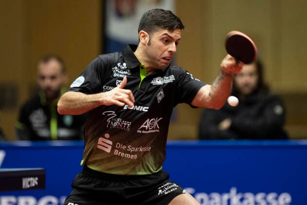 Table tennis 1 Bundesliga, season 2022 2023, 10 match day, TTC Schwalbe Bergneustadt Werder Bremen on 18 12 2022 in Bergneustadt North Rhine Westphalia Bremens Marcelo Aguirre Copyright: xGuidoxKirchnerx
