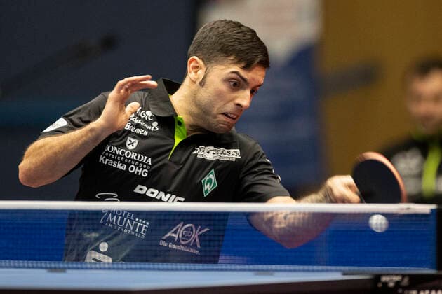 Table tennis 1 Bundesliga, season 2022 2023, 10 match day, TTC Schwalbe Bergneustadt Werder Bremen on 18 12 2022 in Bergneustadt North Rhine Westphalia Bremens Marcelo Aguirre Copyright: xGuidoxKirchnerx