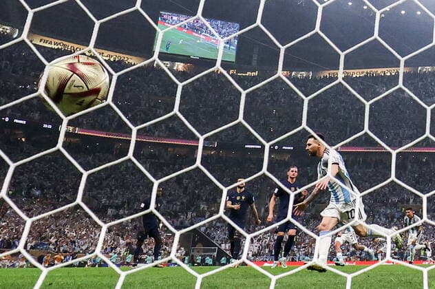 QATAR, LUSAIL - DECEMBER 18, 2022: Argentina s Lionel Messi scores a goal against France in their 2022 FIFA World Cup, WM, Weltmeisterschaft, Fussball final football match at Lusail Iconic Stadium. Sergei Bobylev TASS  56484181