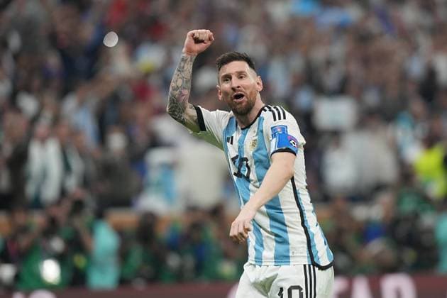 QAT, World Cup FIFA 2022, Final, Argentina vs France 18 12 2022, Lusail Iconic Stadium, Doha, QAT, World Cup FIFA 2022, Final, Argentina vs France, in picture Argentina s forward Lionel Messi is happy about the goal to 3 2 nordphotoxGmbHx xBratic nph00250
