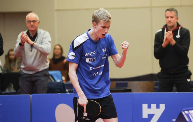 Maciej Kubik Grenzau , TTC Zugbruecke Grenzau PSV Borussia Duesseldorf,, 10 Matchday, Table Tennis Bundesliga Men, 18 12 2022, TTC Zugrbuecke Grenzau PSV Borussia Duesseldorf,, 10 Matchday, Table Tennis Bundesliga Men, 18 12 2022, Photo EIBNER Joerg Niebergall Hoehr Grenzhausen Copyright: xJoergxNiebergall Eibner-Pressefox EP_JNL