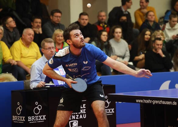 Samuel Walker Grenzau , TTC Zugbruecke Grenzau PSV Borussia Duesseldorf,, 10 Matchday, Table Tennis Bundesliga Men, 18 12 2022, TTC Zugrbuecke Grenzau PSV Borussia Duesseldorf,, 10 Matchday, Table Tennis Bundesliga Men, 18 12 2022, Photo EIBNER Joerg Niebergall Hoehr Grenzhausen Copyright: xJoergxNiebergall Eibner-Pressefox EP_JNL